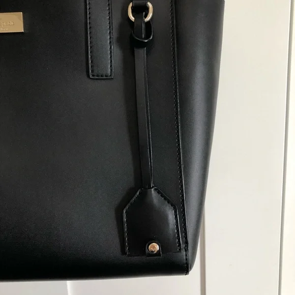 Kate Spade Black & Blue Top Handle Leather Tote Bag - Picture 4 of 16